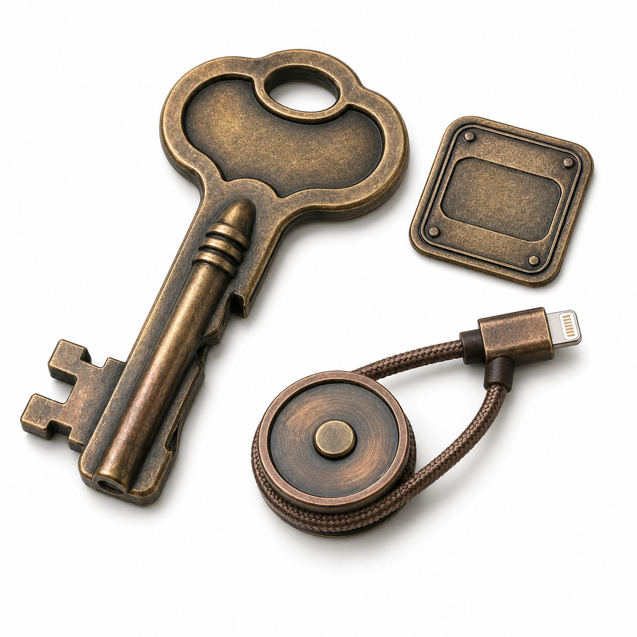 Uebnzns key-inspired foldable phone stand in aged bronze and copper style