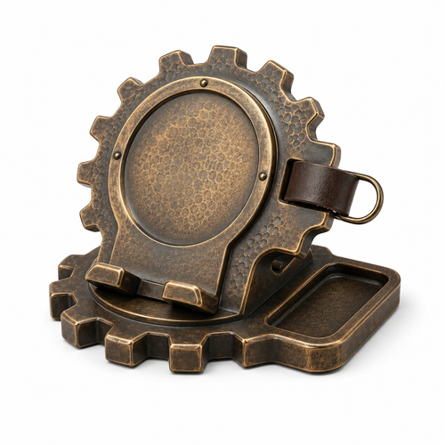 White-background product view showing gear base, round magnetic panel, device ledges and side tray