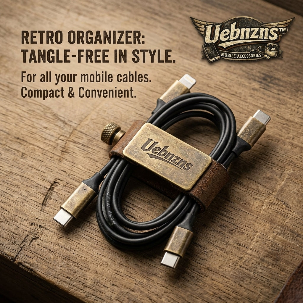 *Uebnzns™ Retro Cable Organizer – Compact Tangle-Free Cable Wrap for Charging Cords*