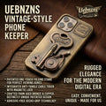 Uebnzns vintage-style phone keeper with folding stand and magnetic cable tidier