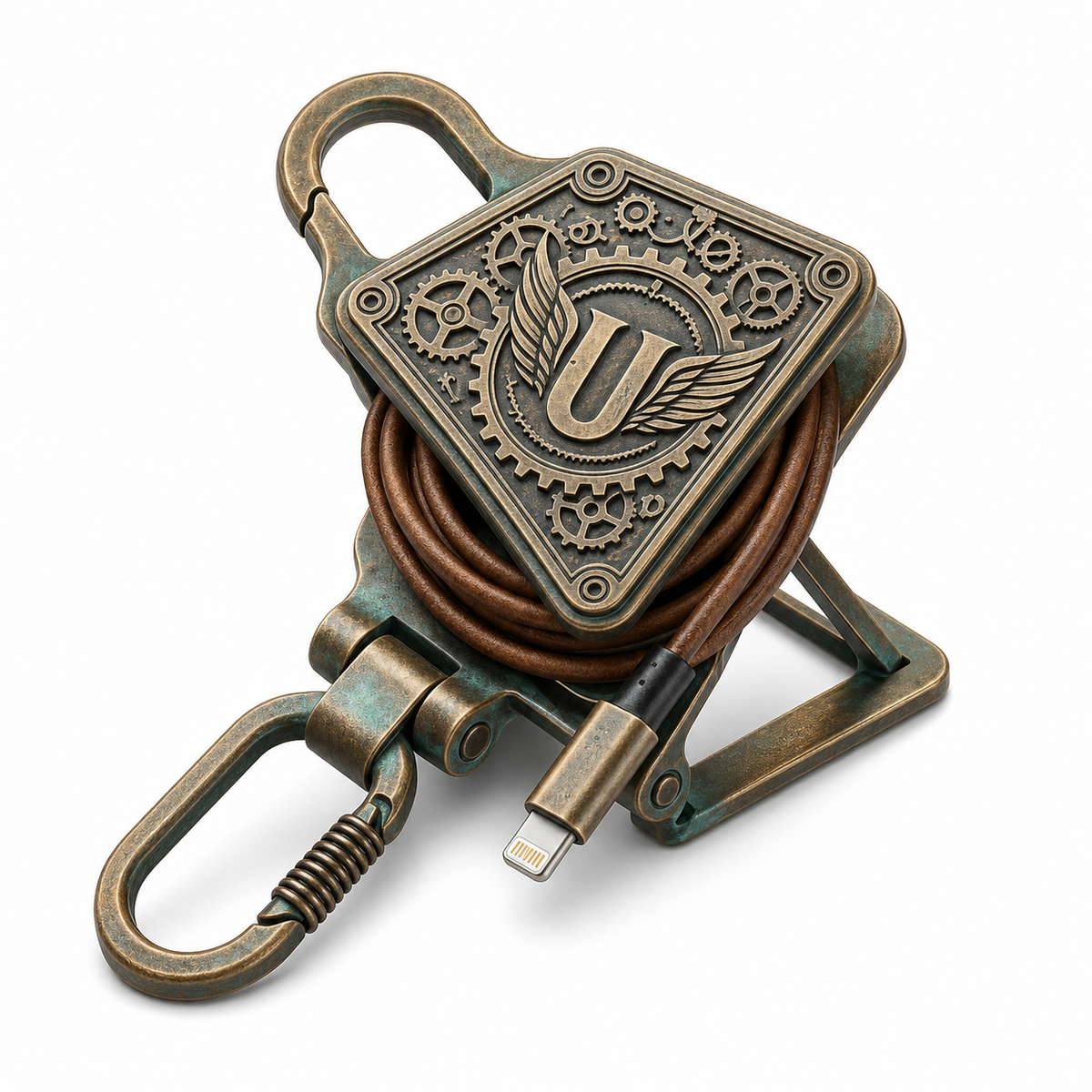 Uebnzns vintage cord organizer shown in flip-out phone stand configuration