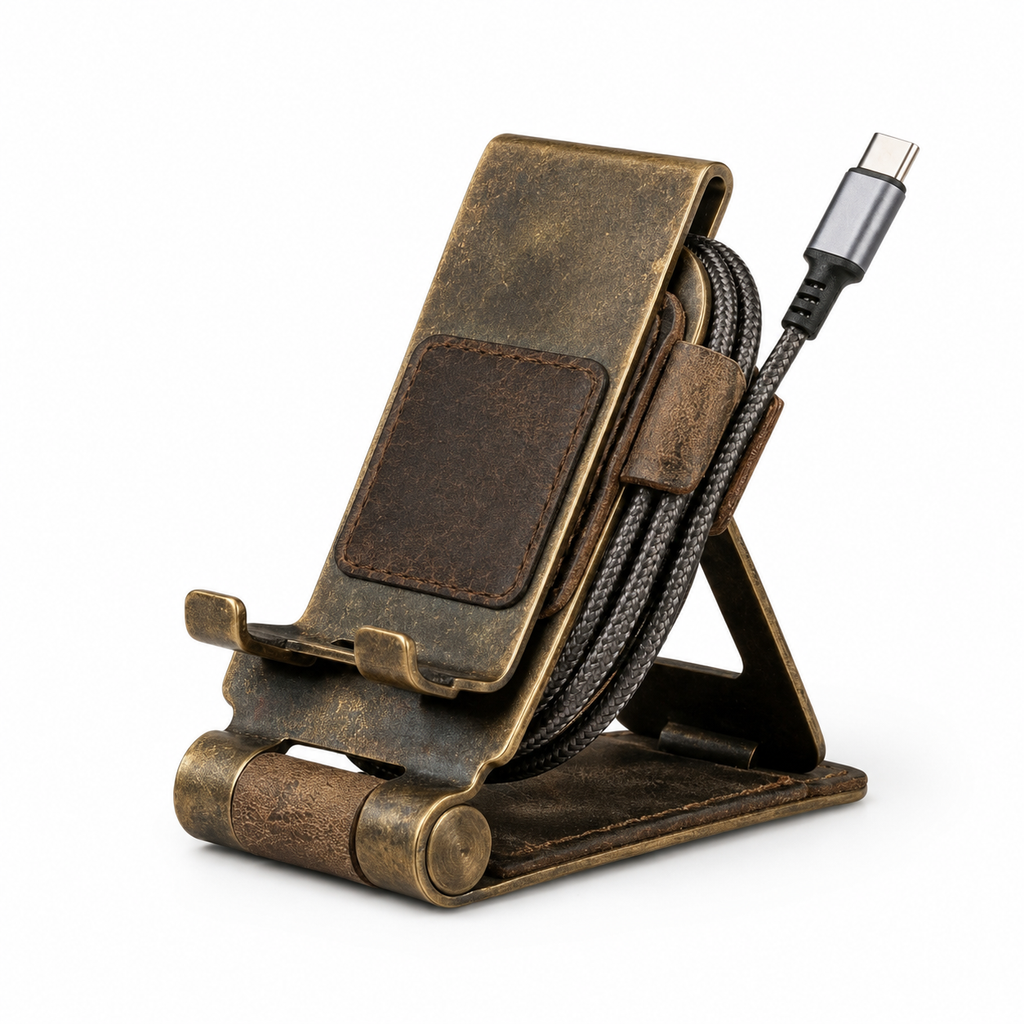 Uebnzns™ Retro Brass Dual-Function Phone Clip & Stand