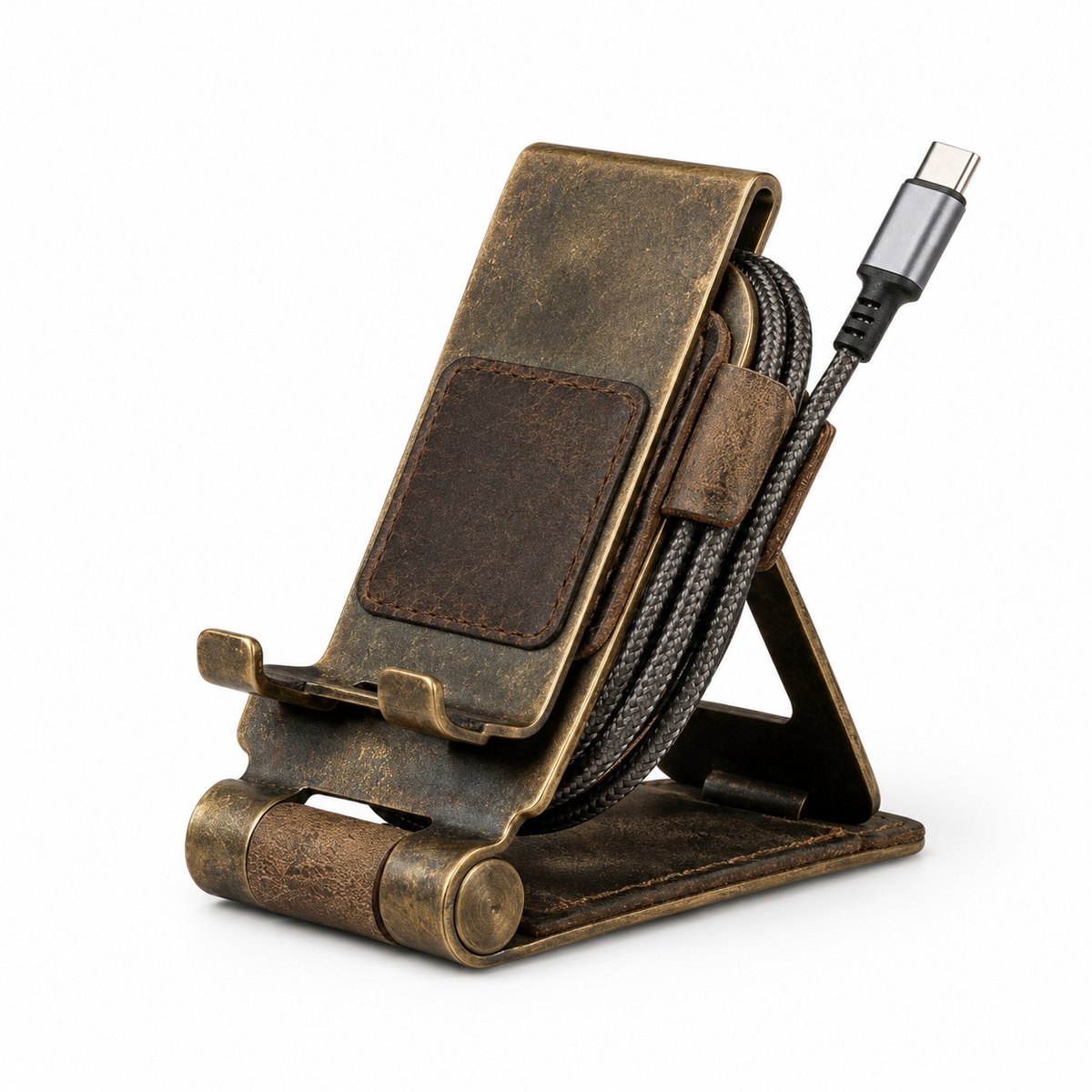 Uebnzns brass-look dual-function clip and phone stand detail view