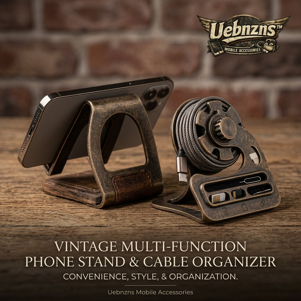 Uebnzns vintage multi-function phone stand and cable organizer
