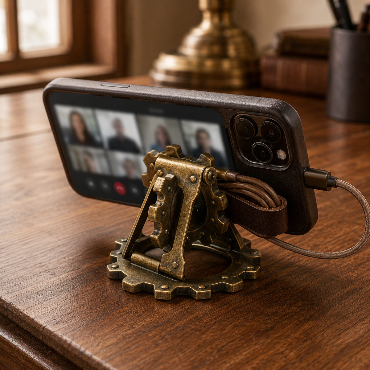 Uebnzns foldable phone stand and cable grip used for hands-free desk viewing