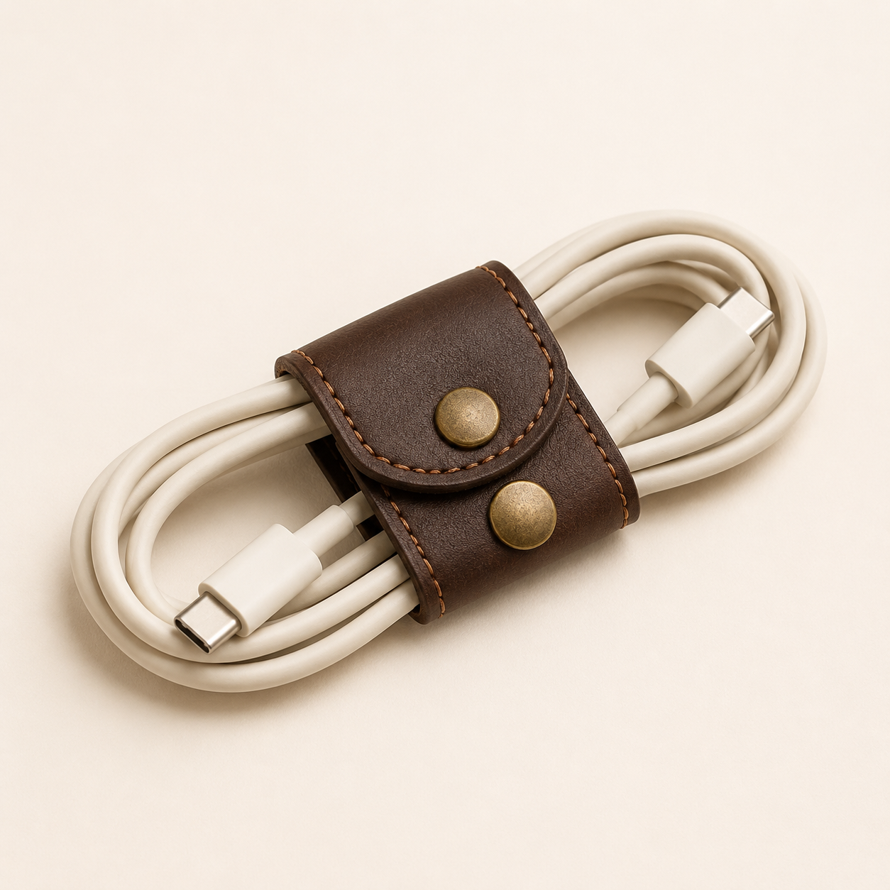 Opened Uebnzns Retro Cable Organizer with adjustable snap closure