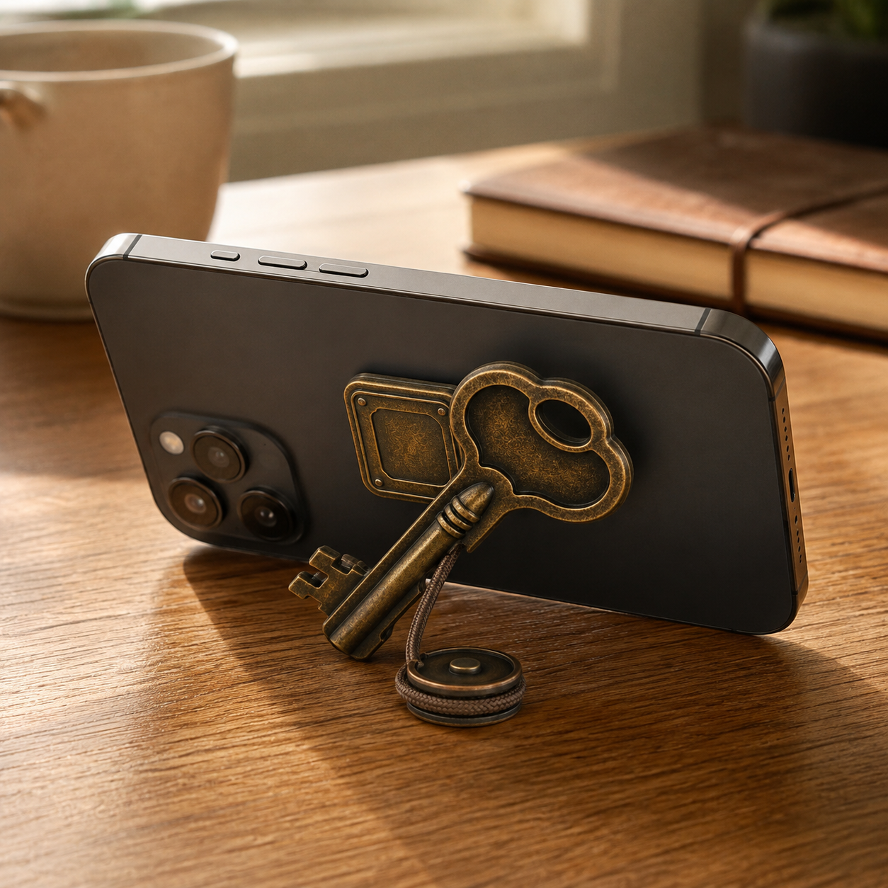 Uebnzns vintage phone keeper folded open as a hands-free phone stand